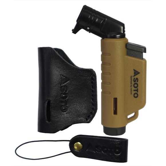 SOTO ST-486 AGCSS Micro Torch Active Coyote Set with Leather Case, Width 2.0 x Depth 0.7 x Height 3.5 inches