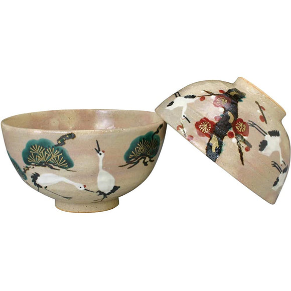 AITO-DINNER bowl Crane Shochiku Ume PAIR Kyo Burn Kiyomizu NORTH NORTH PAIR DINNER bowl LHT409