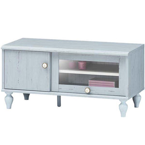 Shirai Sangyo FRS-4590FD TV Stand, Low Board, Pale Blue, Width 35.4 inches (89.7 cm), Height 17.1 inches (43.4 cm), Depth 15.1 inches (40.8 cm), French Shabby