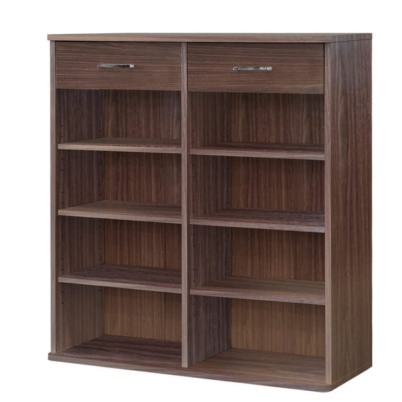 Bookcase, Cupboard, Drawers, Walnut, Large Capacity, Width 35.4 inches (90 cm), Adjustable Height, Work Shelf, Storage, Display, Multi-Rack, Stylish