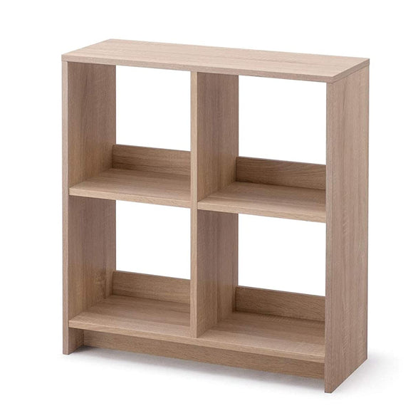 Iris Ohyama WOS-4 Bookcase, Rack, Storage Shelf, Stylish, Open Shelf, Wood Open Shelf, Width 2 x 2, Width 27.2 x Depth 10.4 x Height 29.7 inches (69 x 26.5 x 75.8 cm), Natural, Stylish, Suitable for Rooms, Light Natural, Hirobiro Series