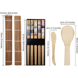 DS. DISTINCTIVE STLYLE Sushi Making Kit Bamboo Sushi Tools 2 Sushi Rolling Mats 1 Rice Paddle 1 Spreader 5 Pairs Chopsticks