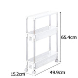 Sanko Plastic Gap Storage Off-White Approx. Width 15 x Depth 50 x Height 65 cm Table Wagon 3 Levels Super Slim
