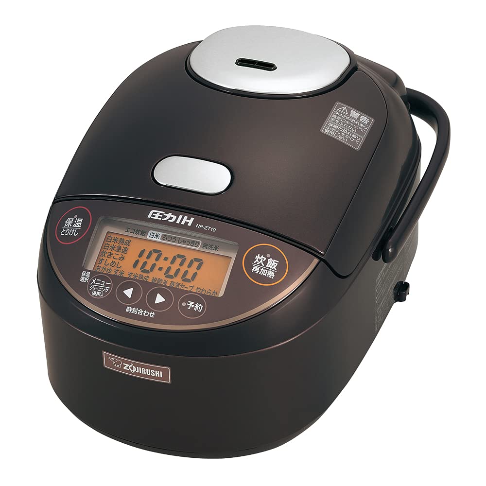 Zojirushi NP-ZT10-TD Rice Cooker, 4.2 Cups (5.5 gou), Pressure IH Type,  Umami Mode, Extra Thick Black Cauldron, Keep Warm Function 30 Hours, Fast 