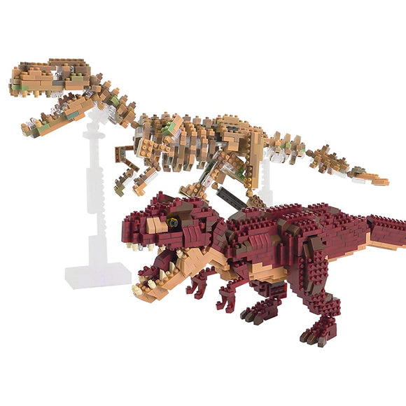 Nanoblock Dinosaur Deluxe Edition A004 Tyrannosaurus Rex & Tyrannosaurus Skeletal Model, Set of 2