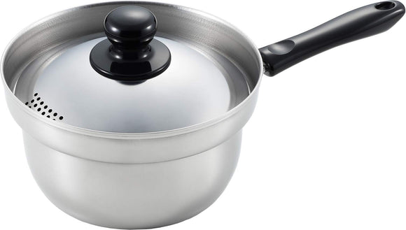 Yoshikawa SJ3199 Single Handle Pot, 6.3 inches (16 cm), 0.6 gal (2.1 L), With Lid, Made in Japan, Can Be Used Hot Water Cutting