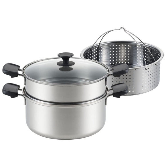 Stainless Steel Two-Step Steamer, 9.8 inches (25 cm) (with basket)