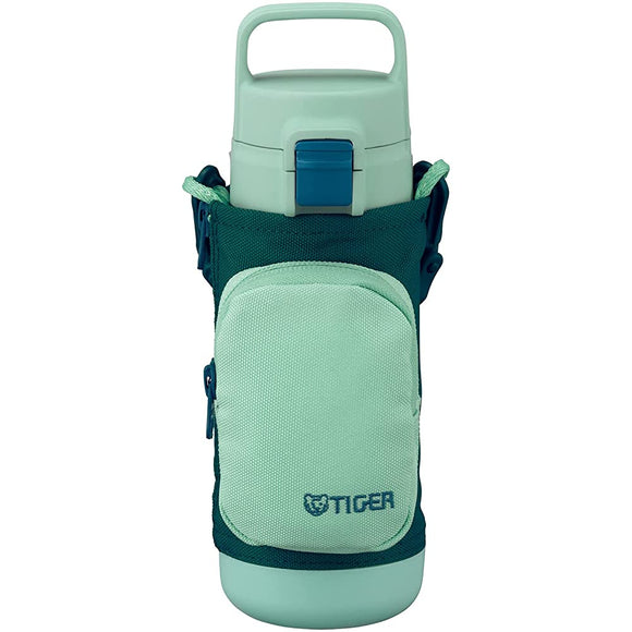 Tiger MTA-A050GM Thermos Water Bottle, 16.9 fl oz (500 ml), Can Be Used By Hands, Multi-Pocket Bottle, For Girls and Boys, One-Touch, Easy to Clean, Wide Mouth, Dishwasher Safe, Handle, Sustainable, Recycled
