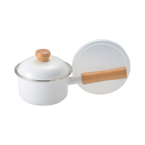 Fuji Enamel IH Compatible Mini Sauce Pan 4.7 inches (12 cm), White with Poly Lid