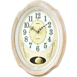 MAG W-719SFIV Wall Clock, Radio-Controlled, Analog, Jewel Melody, 8 Songs, Ivory