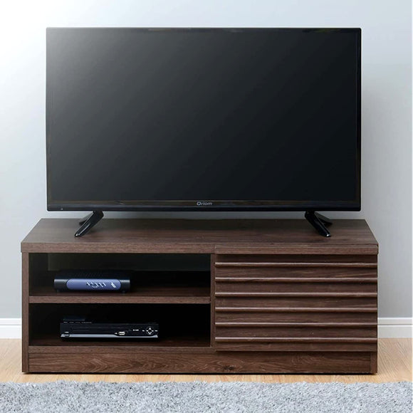Yamazen CBTV-8040 (WL3D) TV Stand, Compatible with 32 inch (80 cm), Width 31.5 inches (80 cm), Back Router, Tap Storage, 2 Drawers, 2 Open Storage), Top Load Capacity 66.1 lbs (30 kg), TV Board, Assembly, Walnut, Realistic Wood Grain