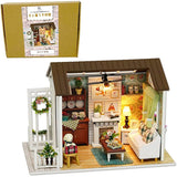 moin moin 20101DH140 124 Dollhouse, Miniature, Handmade Kit Set, Small, Beginners, Room with Dogs, LED Light Acrylic Case (Preparing for Travel)