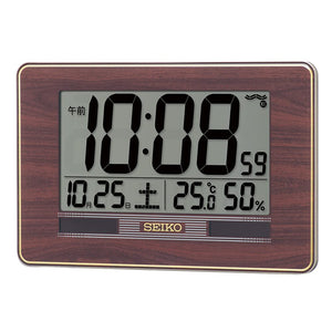 Seiko Clock SQ446B Radio Wave Table Clock, Brown Wood Grain, 7.1 x 10.9 x 1.1 inches (180 x 276 x 27 mm)