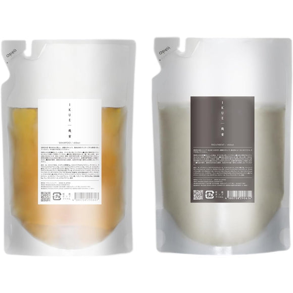 IKUE Ikue Shampoo & Treatment 450ml Refill Salon Quality Dense Foam Sensitive Skin Amino Acid Hypoallergenic Hematin