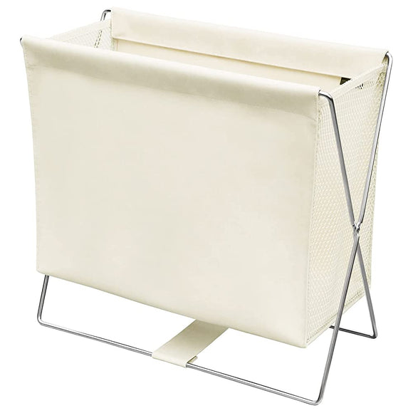 Saki R-355 Side Wagon Faux Leather x Mesh, Off White, Approx. Width 16.9 x Depth 7.9 x Height 16.1 inches (43 x 20 x 41 cm)