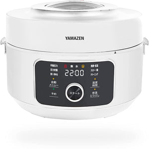 Yamazen YPCC-M400(W) Electric Pressure Cooker, 1.1 gal (4 L), High Power, 1,200 W, Low Temperature Cooking, Tabletop Pot, Reservation Function, 8 Types of Automatic Menu, Recipe Book Included, White