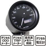 DAYTONA VELONA 21975 Electric Speedometer for MotorcycleCles, Black Body, 3 Color Led, Diameter 1.9 Inches (48 mm), 50.9 MPH (140 km/h) Display