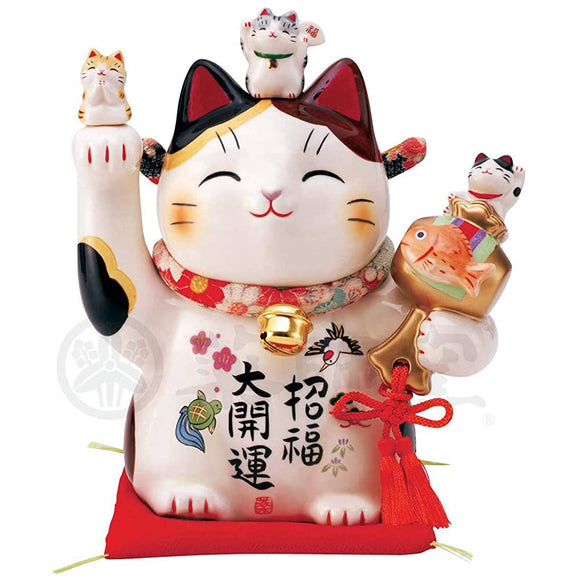 Coloroful Hall Kilns, Figurine White 6 # # # # Yakushi KILNS Ayaka KILNS Ayaka Large Good Luck Invited KI Cat (Crepe Collar with) 7595