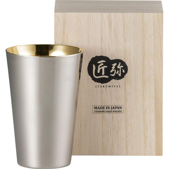 Wahei Freiz Tsubamesanjo TY-074 Stainless Steel Tumbler, 12.8 fl oz (390 ml), Gold Plated, Double Wall Construction, Heat Retention, Cold Retention, Takumiya