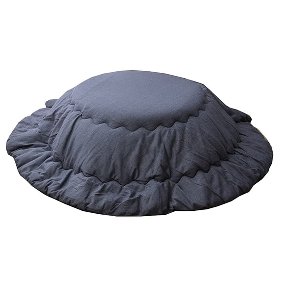 Ikehiko 9808246 Round Kotatsu Futon, Round, Throw Single Item, Denim, Yarn-Dyed Denim, Navy, Approx. 88.6 inches (225 cm), Thick Hanging Type