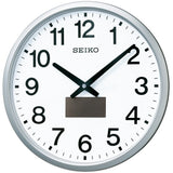 Seiko Clock SF242S Wall Clock, Office Type, Hybrid Solar, Radio, Analog, Silver, Metallic