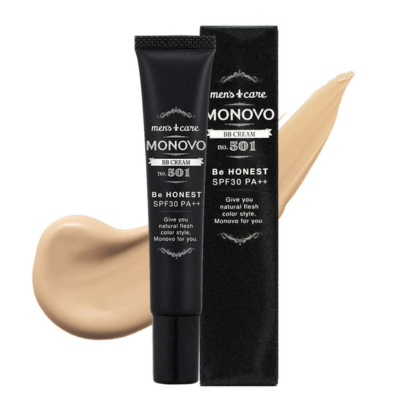 MONOVO BB Cream Men's Concealer Foundation Effect Covers Blue Beard/Shine/Rough Skin [SPF30/PA++] 1 Bottle 20g