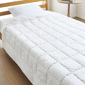 03BASIC WWK061SL Washable Thin Comforter, Cotton Satin, 100% Wool, SL (Single Long), Beige, Antibacterial and Deodorizing Treatment