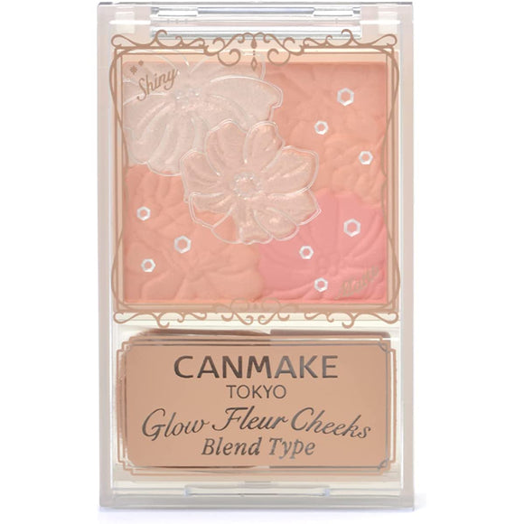 Canmake Glow Fleur Cheeks (Blend Type) B01 Cotton Coral Cheek Gloss Highlight Sheer Matte