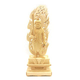 Wooden sculpture BUDDHA of Fudo Myo King SQUARE BASE Flame Light 5.0 DIMENSION Hinoki