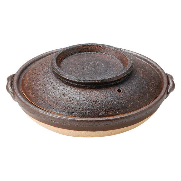 Shigaraki Ware MR-3-3523 Hechimon asabira Pot, 5.9 Inches (15 cm), Iron Red, Made in Japan