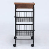 Fuji Boeki 14662 Kitchen Wagon, Kitchen Rack, Height 24.2 inches (61.5 cm), Brown, Black, Storage Basket with Casters
