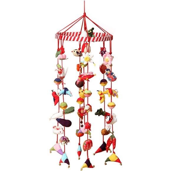 Takagi Fiber Panami LH-410 Hanging Ornament, Kyoto Crepe Hanging Ornament, 7 Decorative Decorations, Red and White Ring, Handmade Kit