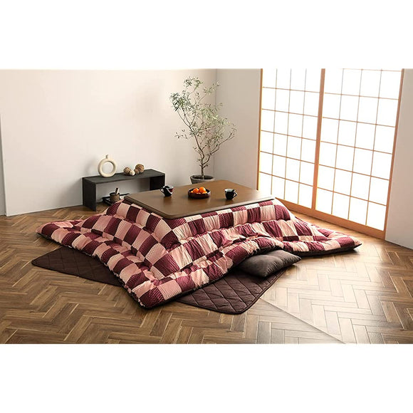 Ikehiko Corporation #6032919 Kotatsu Comforter, Taiga, Approx. 80.7 x 96.5 inches (205 x 245 cm), Pink, Rectangle, Single Item, Japanese Pattern, Checkered Pattern