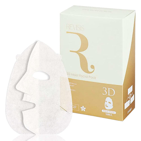 Revisis 3D Moist Facial Pack, Pack of 10, Unscented, Colorless, Made in Japan, Elastin, Pearl Extract, Glycyrrhizinate 2K