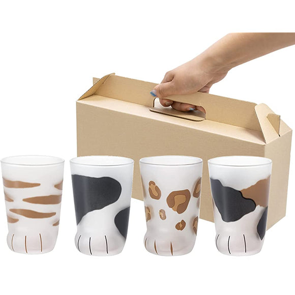 Coconeco Tumbler Cat Glass My Cat (10.1 fl oz (300 ml) / 4 Pattern Assortment), Comes in a Custom Kraft Box, Made in Japan