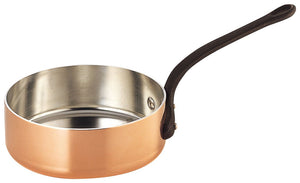 Wadasuku Seisakusho 3444-0182 Copper Extra Thick Pot, Shallow Type, Iron Handle, 7.1 inches (18 cm)