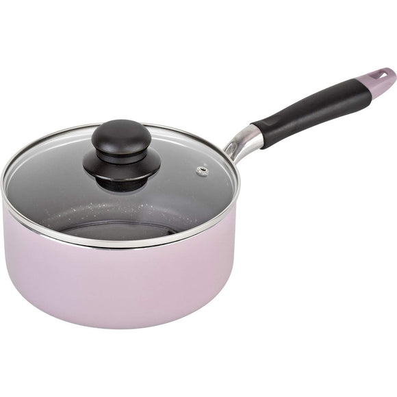 Wahei Freiz RB-1889 Marble Coat Single Handle Pot, 7.1 inches (18 cm), 0.6 gal (2 L), Baking, Frying, Boiling, Frying, Glass Lid, Induction and Gas Compatible, Cook-Like All 9 Types