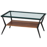 Fuji Boeki 96700 Low Table, Width 31.5 inches (80 cm), Dark Brown, Tempered Glass