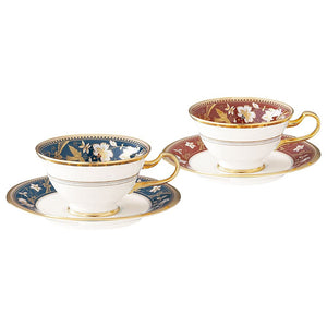 Noritake Y6988/4403-12 Cup & Saucer (Color Changing Pair Set) (Both Coffee & Tea), 7.8 fl oz (220 cc), Sublime, 2 Guests, Iron Navy Blue, Shrimp Tea, Bone China