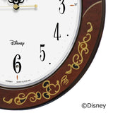 Seiko Clock FS510B Wall Clock, Character, Adult Disney Mickey Mouse, Minnie Mouse, Radio Controlled, Analog, Brown Arabesque Pattern, Glossy, Product Size: 14.6 x 12.6 x 2.4 inches (37.0 x 32.0