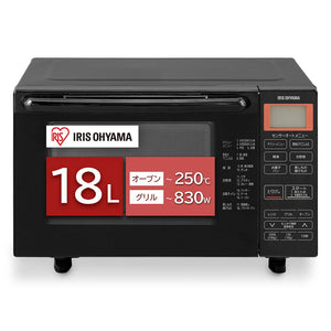 Iris Ohyama BLMO-F1801-B Oven-Microwave Combo, 4.8 Gallons (18 L), Flatbed, Hertz Free, 18 Varieties of Auto Cook Menu, Black