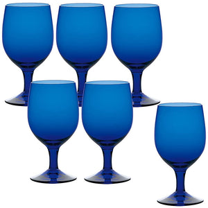 Toyo Sasaki Glass Goblet, Blue, 11.5 fl oz (340 ml), Color Stem, Made in Japan, Dishwasher Safe, Set of 6