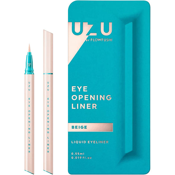 [2022 New Color] UZU BY FLOWFUSHI Eye Opening Liner [Beige] Liquid Eyeliner Hot Water Off Alcohol Free Dye Free Hypoallergenic