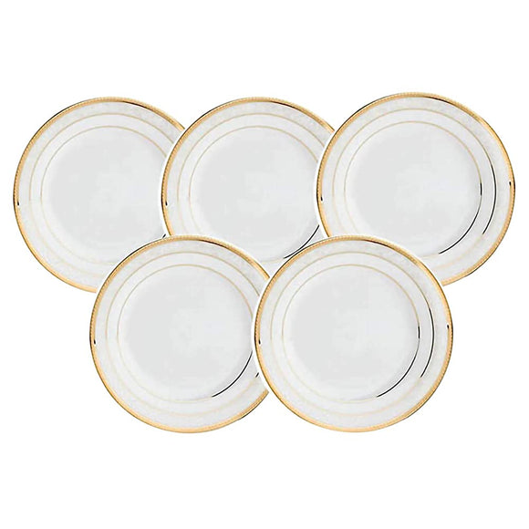 Noritake F91312/4335 Noritake Plate Set, 6.3 inches (16 cm), Hampshire Gold, 5 Pieces, Fine Porcelain