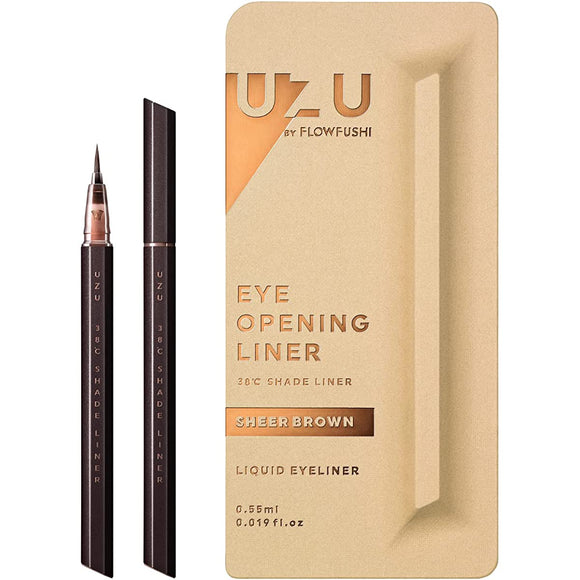UZU BY FLOWFUSHI Limited 38℃ Shade Liner [Sheer Brown] Liquid Eyeliner Shadow Liner Double Liner Hot Water Off Alcohol Free Paraben Free