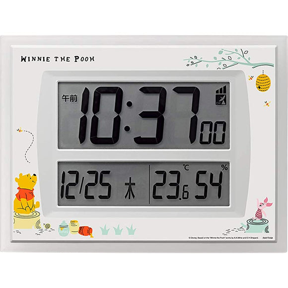 RIZUMU Watch Industry (Rhythm) Wall Clock Winnie The Pooh 20.9x27.6x3.5 CM Disney Character atomic Digital 8RZ206MC03