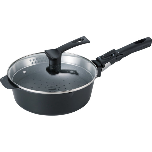 Wahei Freiz EM-9735 Frying Pan, Boil, Bake, Cook, Steam, Stir, Fry, Multi-Functional Pan, Ovel II Induction Compatible, Quick Marble, Fluorine Resin Treatment, Recipe Included