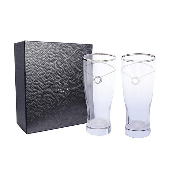 Lara Christie lh-84-0004p Beer Glass, Platinum, Rimming, Pair Glasses