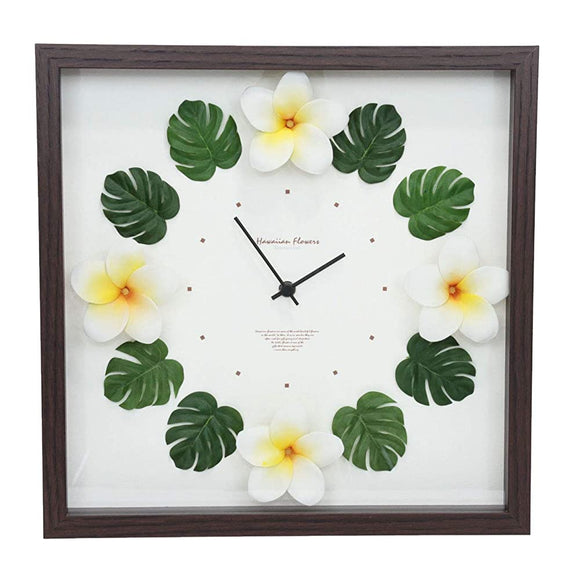 Hawaiian Plumeria & Monstera Watch (White/Yellow) Wall Clock Decor