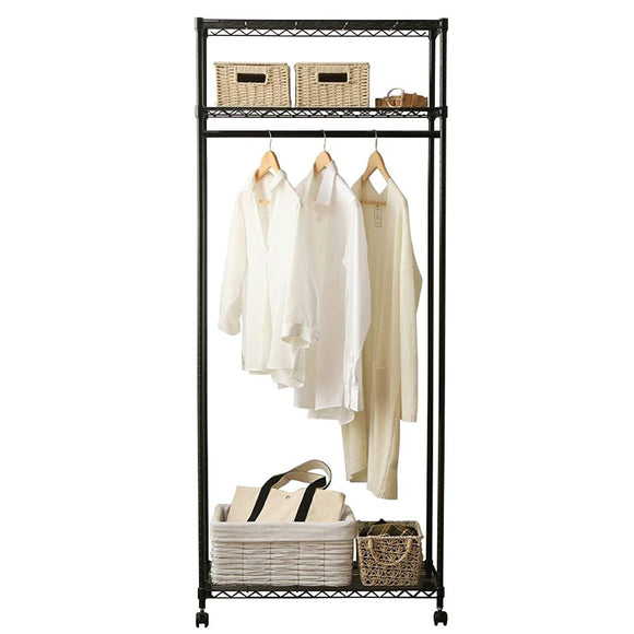 Iris Ohyama CMW-75183 Color Metal Wardrobe, With Casters, Black, Hanger Rack, Clothes Rack, Rustproof, Approx. Width 29.5 x Depth 17.7 x Height 71.7 inches (75 x 45 x 182 cm), Load Capacity 220.5 lb (100 kg), Pole Diameter 0.7 inch (19 mm)